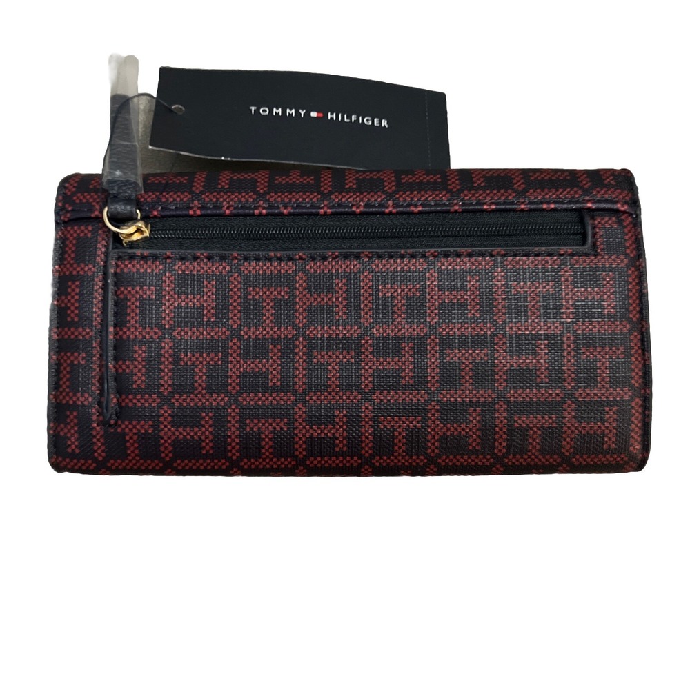 Tommy Hilfiger Women's Wallet Flap Wallet Red/Black New - Picture 2 of 5
